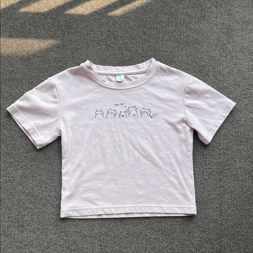 Kids Pink Cat Graphic Tee